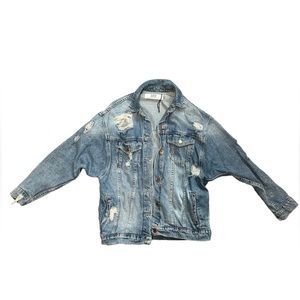Zara Women’s Distressed Denim Jacket Small